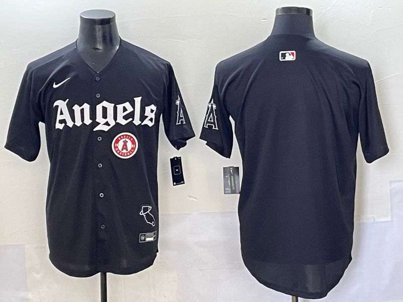 Men 2025 Los Angeles Angels Blank Black Five generations Joint Name Nike MLB Jersey style 4